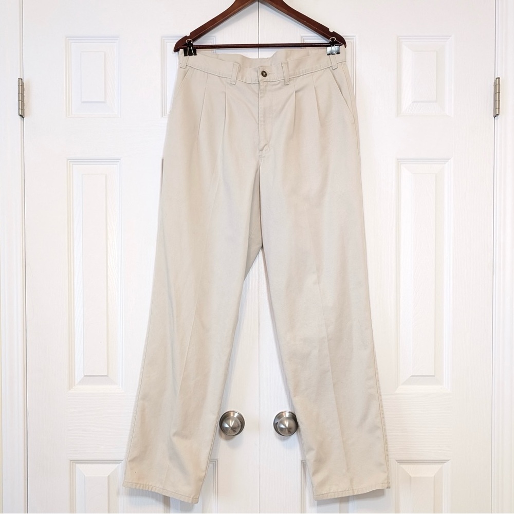 Denver Hayes Vintage Men’s White Pleated Trousers Chinos Pants 33 Inch Waist